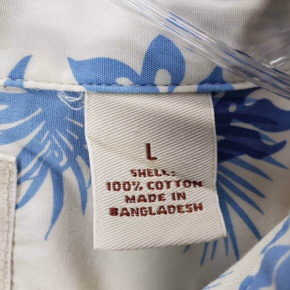 Caribbean Swimwear Men's Blue Cream Hawaiian Short Sleeve Shirt Size Large - Picture 7 of 14